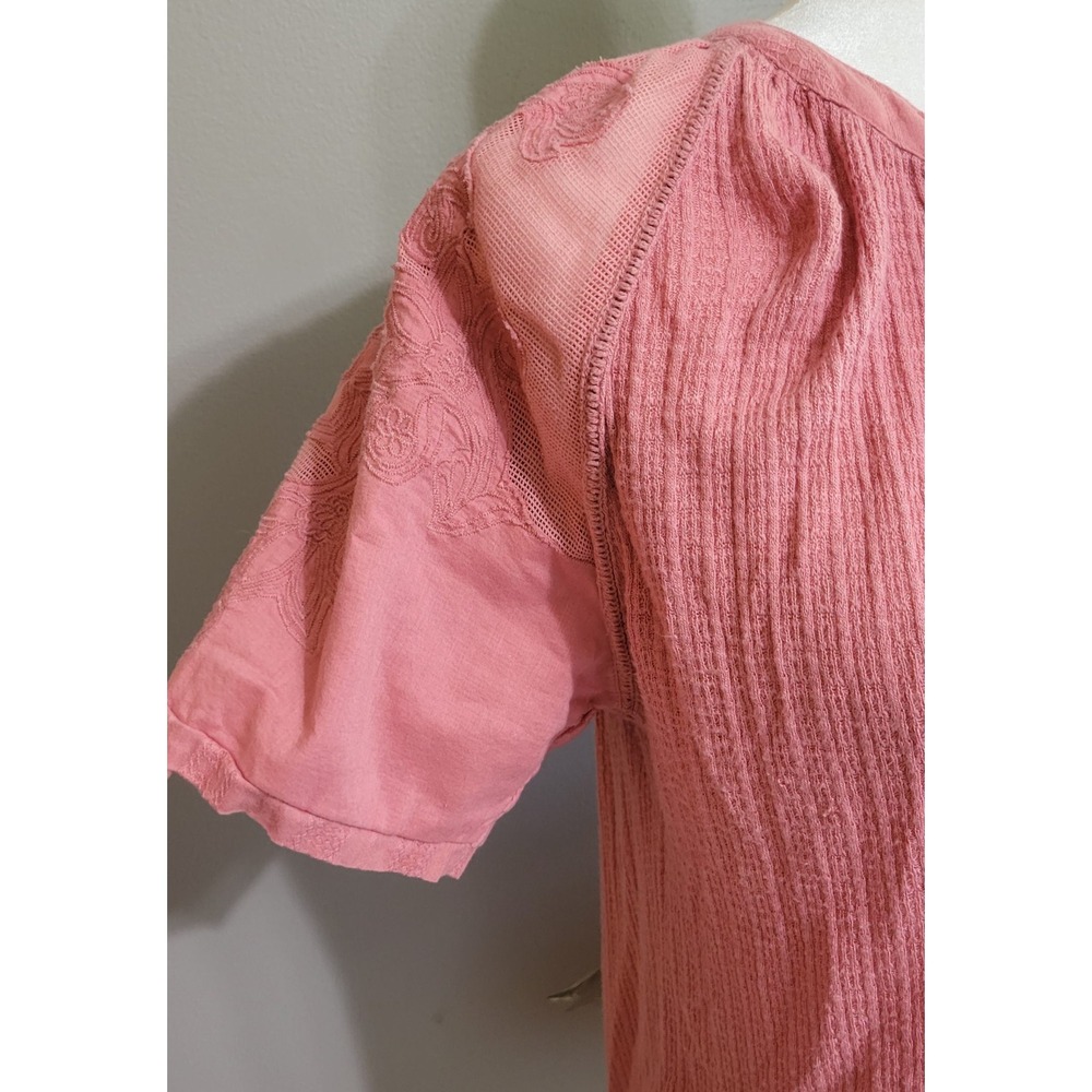 Lucky Brand Dusty Rose Thermal Knit Peasant Top - Picture 5 of 8
